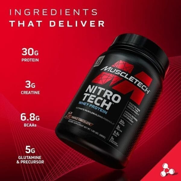 Muscletech Nitro Tech Baltymų išrūgų izoliatas  (1800 g/ 41 porcija) - Image 3