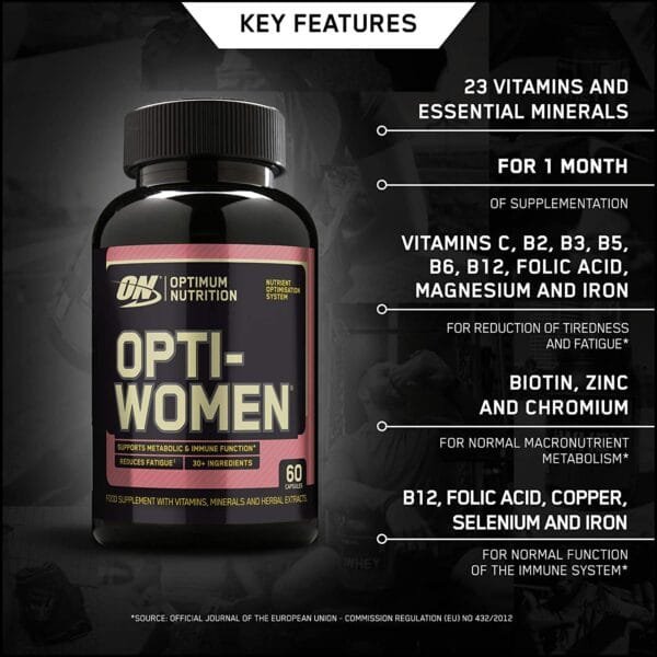 Optimum Nutrition Opti-Women Vitaminai moterims (60 kaps/ 30 porcijų) - Image 4