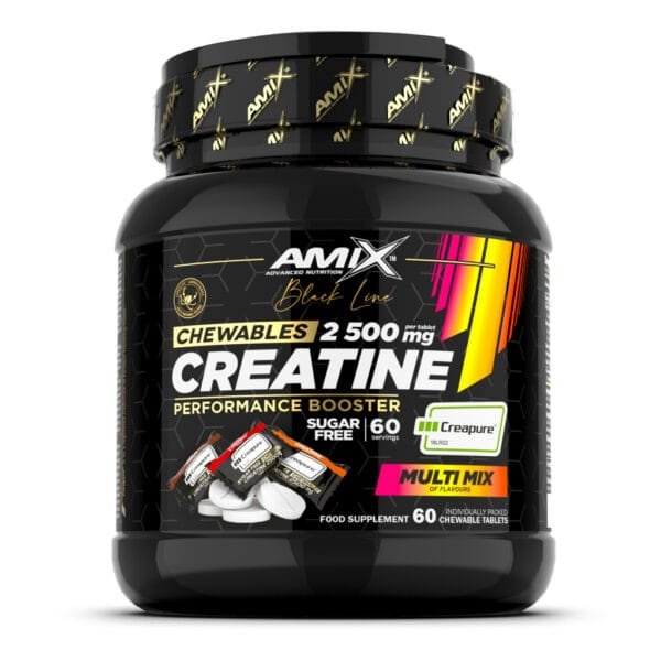 Amix Black Line Chewable Creatine Kramtomos becukrės kreatino monohidrato tabletės (60 tab)