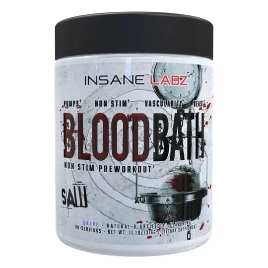 INSANE LABZ Blood Bath SAW Prieš treniruotinis papildas be kofeino (315g/40 porcijų)
