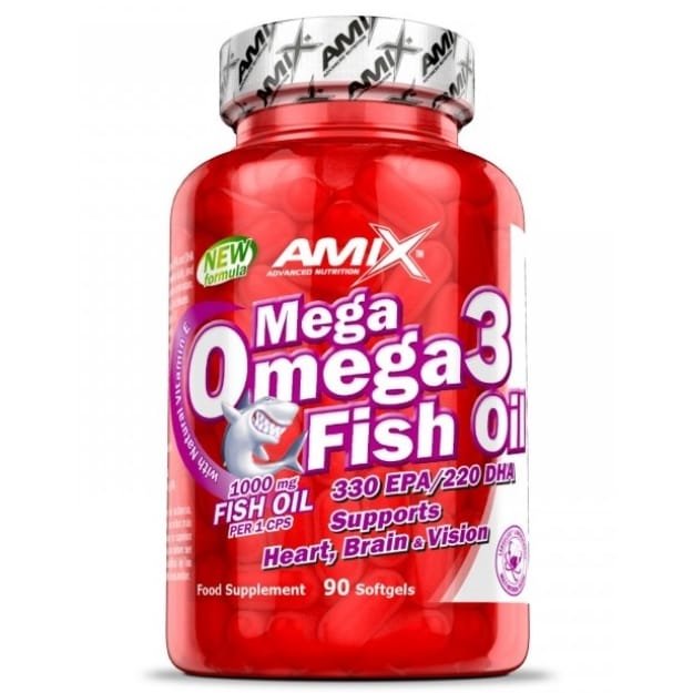 Amix Nutrition Mega Omega3 Fish Oil Žuvų taukai (90 kaps/90 porcijų)