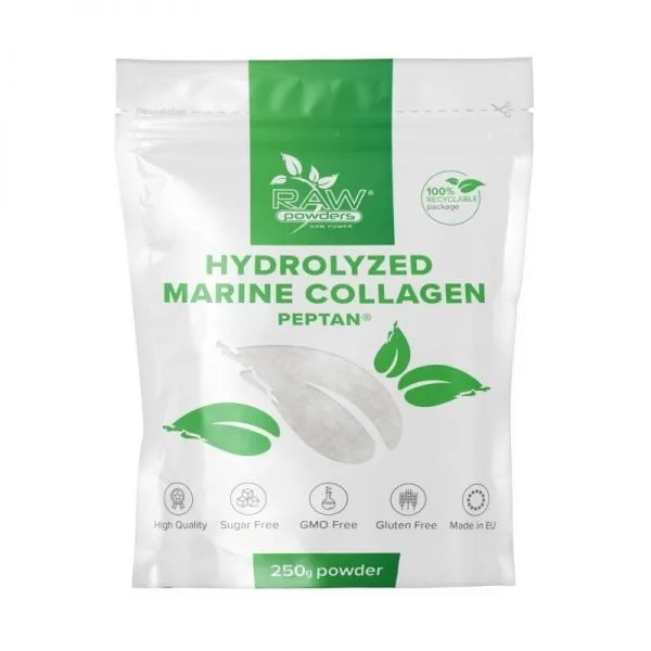 RAW POWDERS Hidrolizuotas jūrinis kolagenas (250g/25 porcijos)